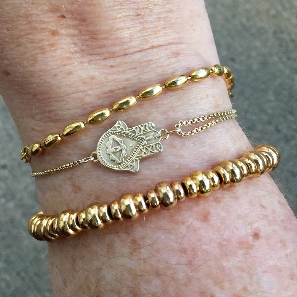 Retired Shiny Gold Alex & Ani Nile Beaded Bracelet